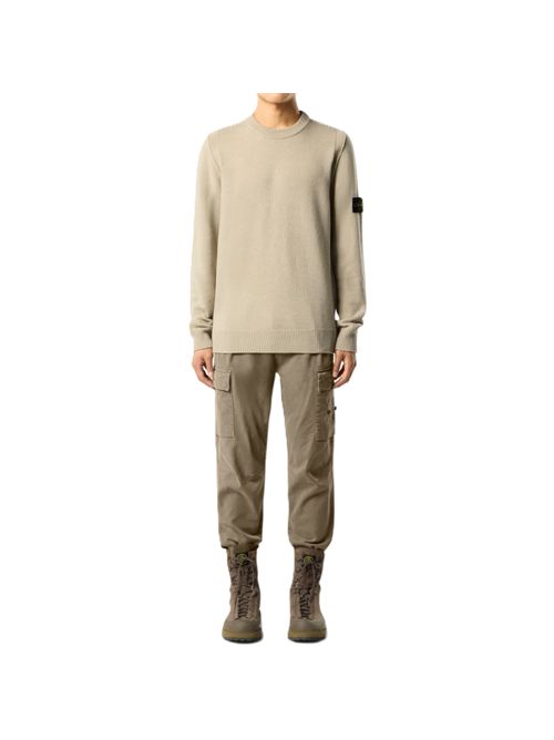 Maglione girocollo vestibilità regular con finiture a costine Stone Island | L2S15 5100072 S00A3V0095 SAND